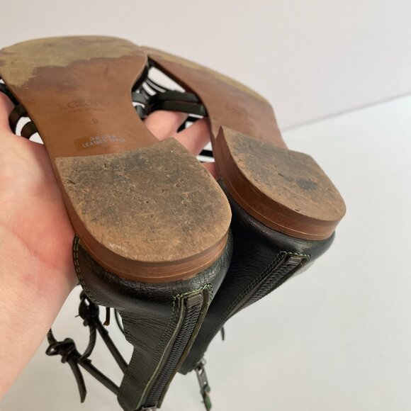 J. Crew Gladiator Sandals Made in Italy Dark Green Leather Strappy Size 9 - Picture 12 of 13